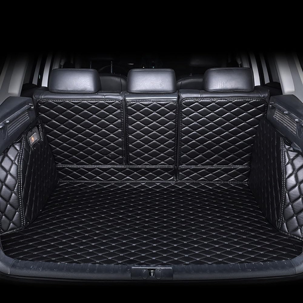 VollstäNdige Einkreisung Kofferraummatte Kofferraumwanne für Ford Explorer 2011-2017, rutschfest Kratzfestem Leder Kofferraummatten,A-Black von REMAZ