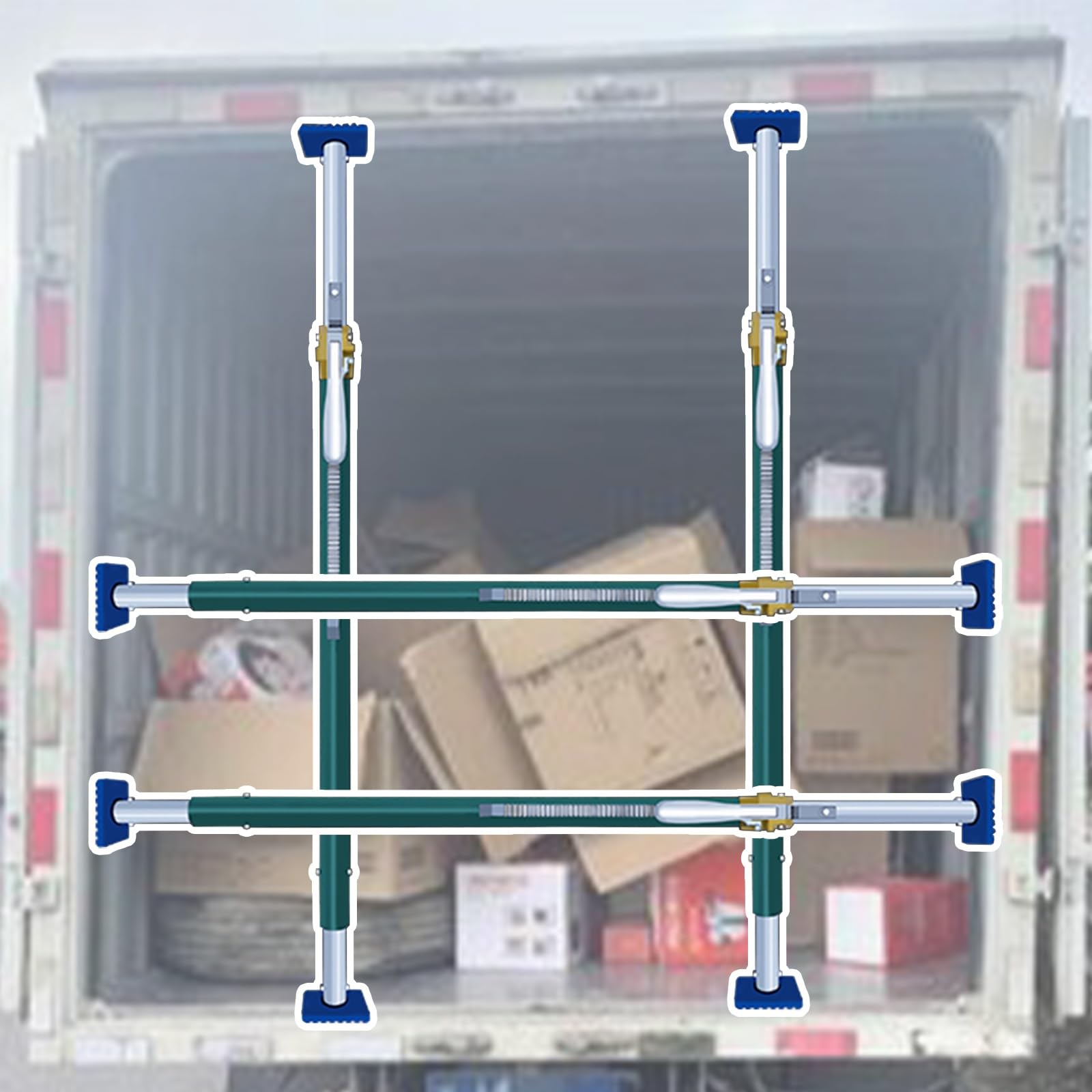 Ladestange Ratschen-Ladungsstange 152–190 cm, rutschfeste LKW-Ladeflächen-Trennstange/Ladestangen Für Den Sicheren Kühl Containertransport, SUV-Ladungstrenner Für Lebensmittel, Silber(4 Pack) von RENLXFI