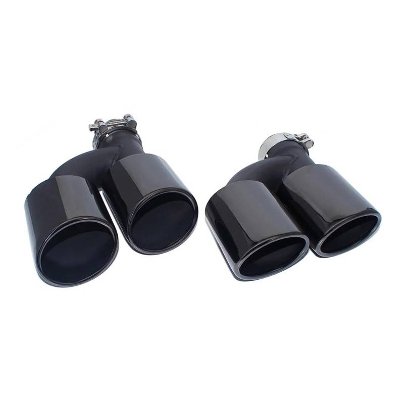 2 Stück/Set Dual Out Edelstahl Auto-Endschalldämpferspitze 60mm Düse Für A4 A5 A6 A7 S4 S5 S6 S7 Abgasrohrleitungen(Black) von REOKIP