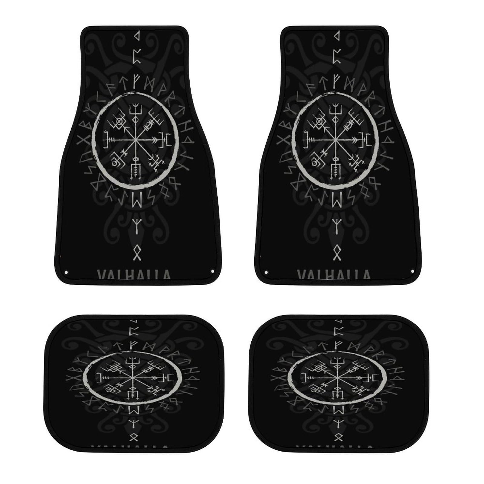 Viking Anti-Rutsch-Autofußmatten 4 Stück, 3D-Druck Norse Pagan Vegvisir Symbol Autozubehör Passen die Meisten Fahrzeug (Color : Vegvisir I, Size : One Size) von Repaly