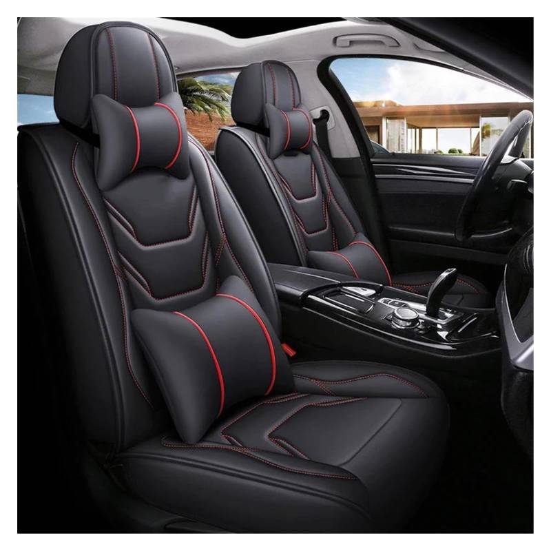 Sitzbezüge Auto Universal Auto Sitzbezug Für INFINITI Für FX35 ESQ EX25 JX35 M25 M35 QX50 QX56 Q50 QX60 QX70 Q60 G35 Zubehör Sitz Protektoren Fahrzeug Sitzschut Autositzschoner(Luxury Black Red 5 Seat von REPELKY