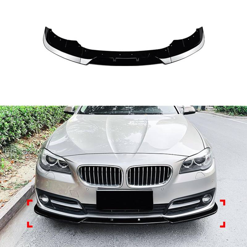 Auto Frontlippe Spoiler für BMW 5 Series F10 F11 LCI Luxury Edition 2015 2016 2017, Frontstoßstangen Lippenkörper Autoteile Autoantikollisionsschutz,- Black von REROM