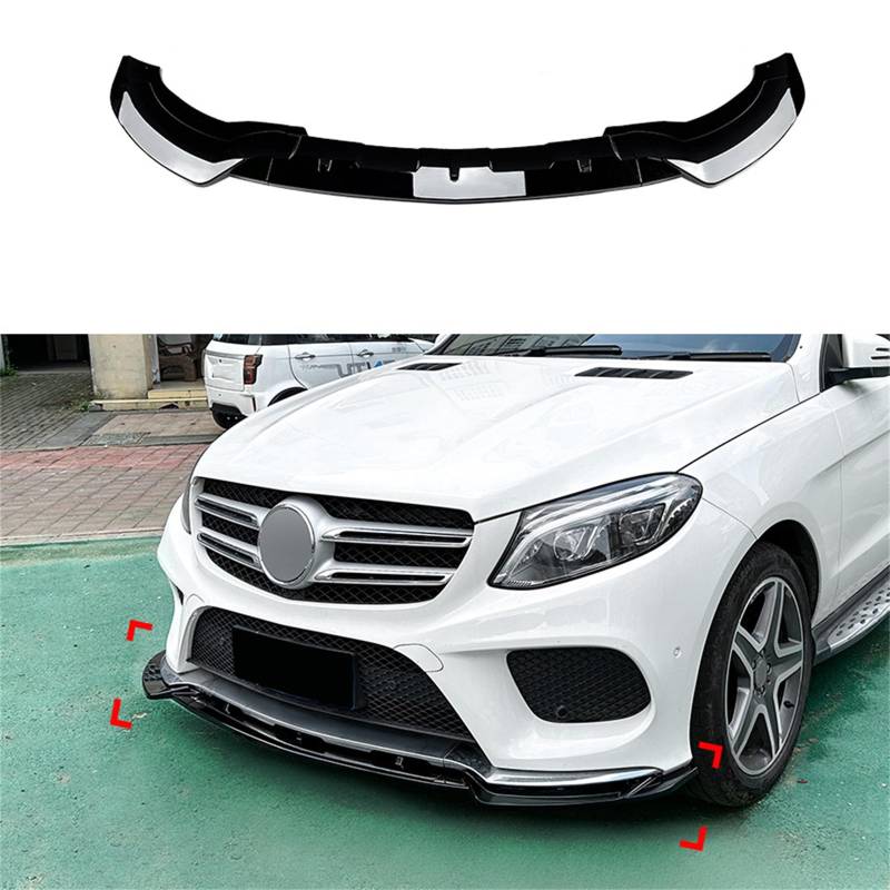 Auto Frontlippe Spoiler für Benz GLE-Class W166 GLE Coupe C292 2015 2016 2017 2018 AMG, Frontstoßstangen Lippenkörper Autoteile Autoantikollisionsschutz,- Black von REROM