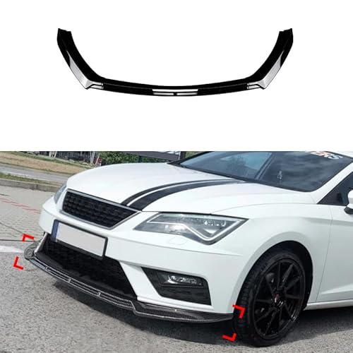 Auto Frontlippe Spoiler für Seat Leon MK3.5 2017 2018 2019, Frontstoßstangen Lippenkörper Autoteile Autoantikollisionsschutz,- Black von REROM