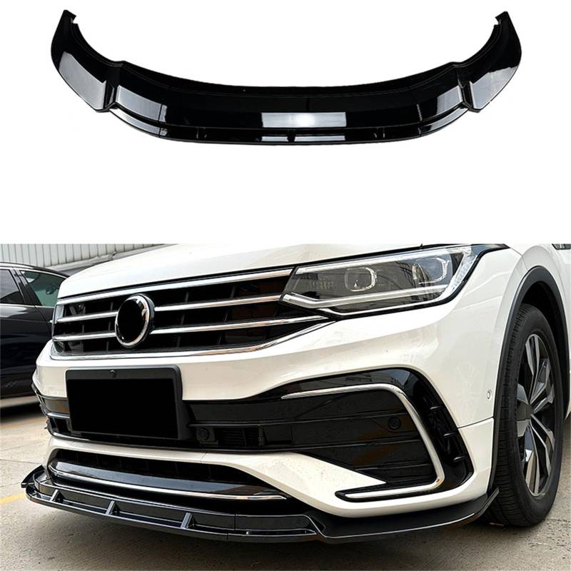 Auto Frontlippe Spoiler für VW Tiguan L Tiguan R Line 2021 2022 2023+, Frontstoßstangen Lippenkörper Autoteile Autoantikollisionsschutz,- Black von REROM