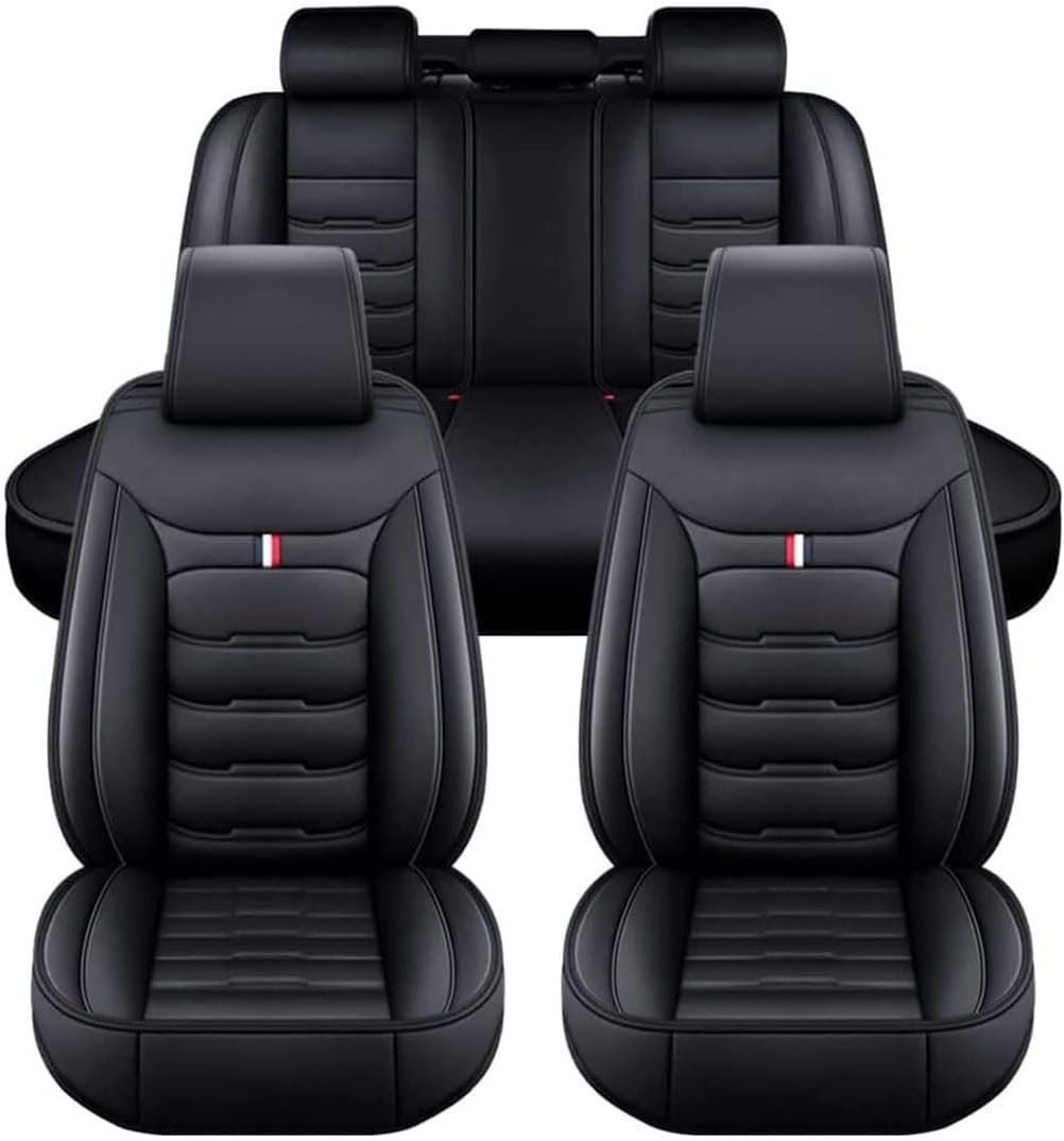 RESKIU Leather autositzbezüge für BMW 1 Series120d M Sport Hatchback 2020 2021, Wasserdichtes Sitzbezüge Vorne und Hinten Sitzbezug Auto Sitzschoner Sitzschutz Komplettset,A-Black von RESKIU