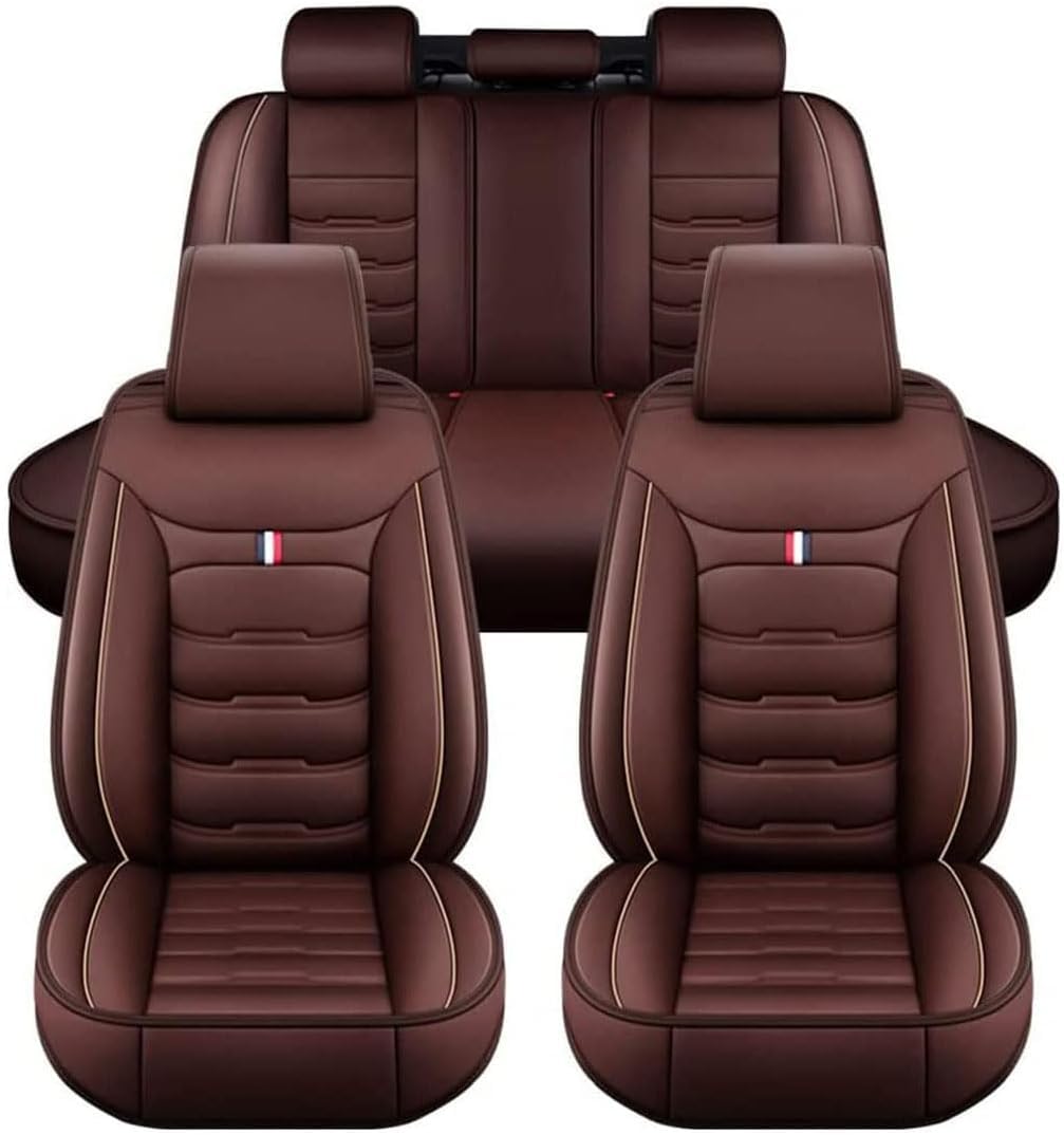 RESKIU Leather autositzbezüge für BMW 318Ci Coupe 1999-2006, Wasserdichtes Sitzbezüge Vorne und Hinten Sitzbezug Auto Sitzschoner Sitzschutz Komplettset, C-Coffee von RESKIU