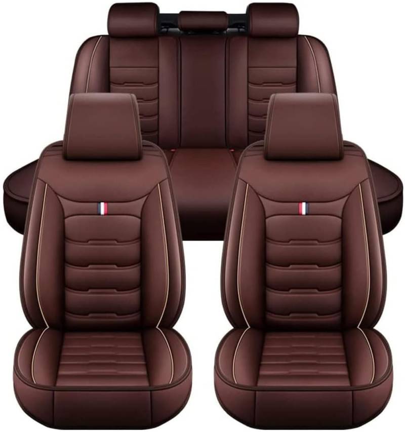 RESKIU Leather autositzbezüge für Cadillac XTS / XT5/ XLR, Wasserdichtes Sitzbezüge Vorne und Hinten Sitzbezug Auto Sitzschoner Sitzschutz Komplettset, C-Coffee von RESKIU