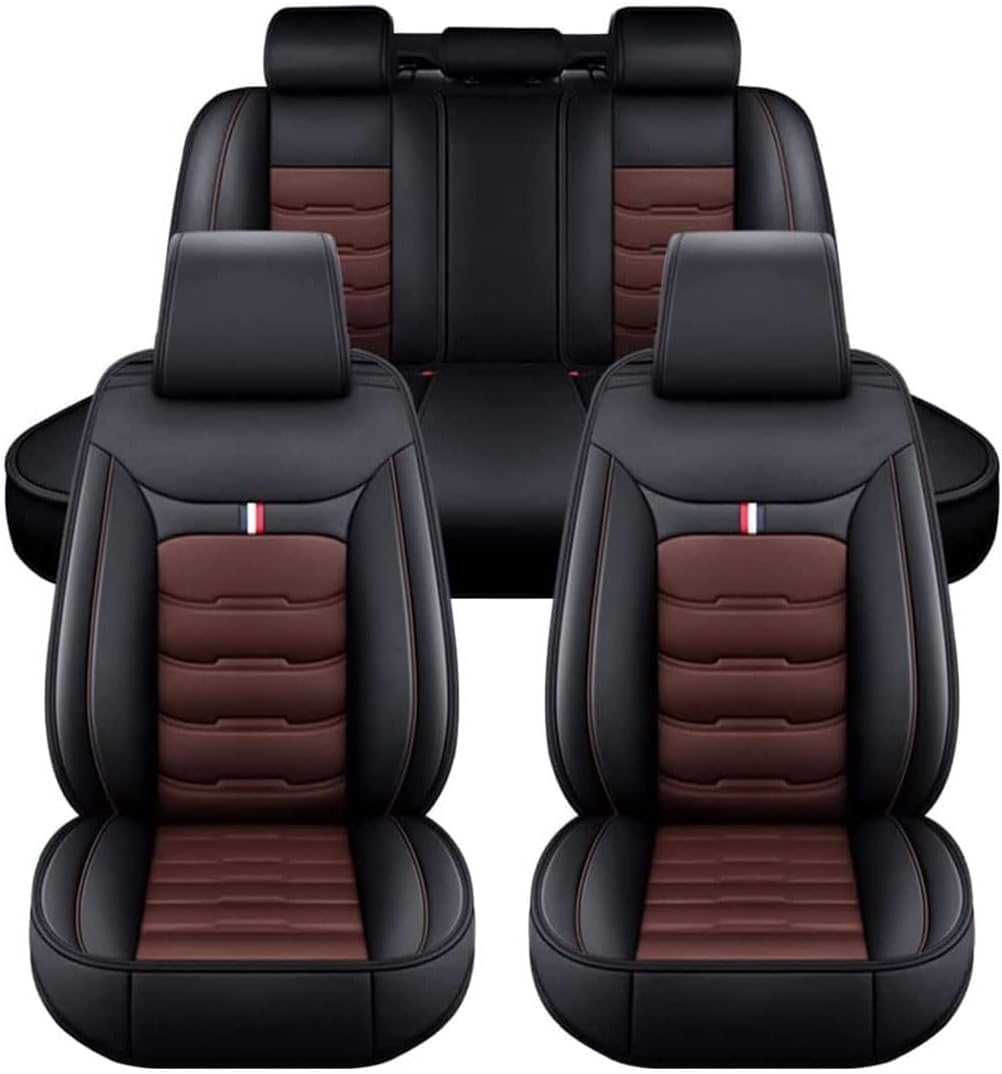 RESKIU Leather autositzbezüge für Camaro 1LT/LT1/1LS/2LT/3LT/1SS/2SS/ZL1 2021, Wasserdichtes Sitzbezüge Vorne und Hinten Sitzbezug Auto Sitzschoner Sitzschutz Komplettset, B-Black Coffee von RESKIU