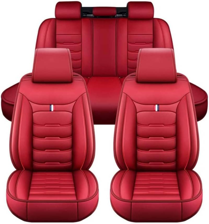 RESKIU Leather autositzbezüge für Ferrari Pista California Portofino 599 458 Spider GTB, Wasserdichtes Sitzbezüge Vorne und Hinten Sitzbezug Auto Sitzschoner Sitzschutz Komplettset, E-Red von RESKIU