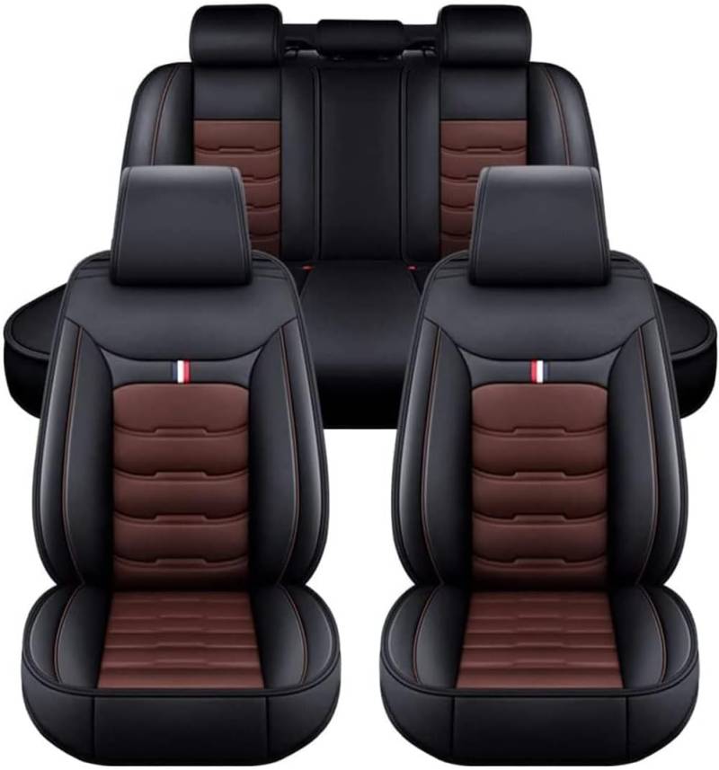 RESKIU Leather autositzbezüge für Hyundai Santa Fe Ix35, Wasserdichtes Sitzbezüge Vorne und Hinten Sitzbezug Auto Sitzschoner Sitzschutz Komplettset, B-Black Coffee von RESKIU