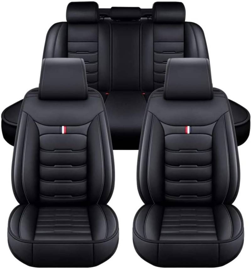 RESKIU Leather autositzbezüge für Jaguar XJ8 XJR, Wasserdichtes Sitzbezüge Vorne und Hinten Sitzbezug Auto Sitzschoner Sitzschutz Komplettset,A-Black von RESKIU