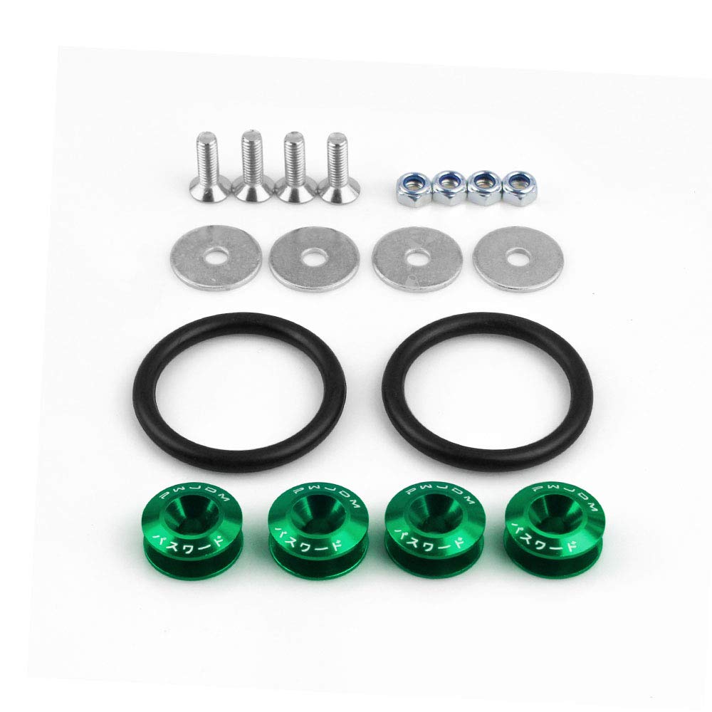 Stoßstange Unterlegscheibe Tuning Auto Universal Quick Release Befestigungselemente mit Logo Aluminium Stoßstange Schnellspanner Befestigungselemente Kotflügelwaschmaschinen (Color : Green) von RETHPA