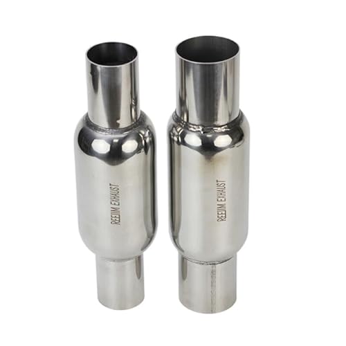 2 Zoll 2,5 Zoll Einlass 12,5 Zoll Länge Auto Glasspack Schalldämpfer Bullet Auspuff Resonator kompatibel mit Mittelauspuffanlagen(2 INCH OD) von REUISAX