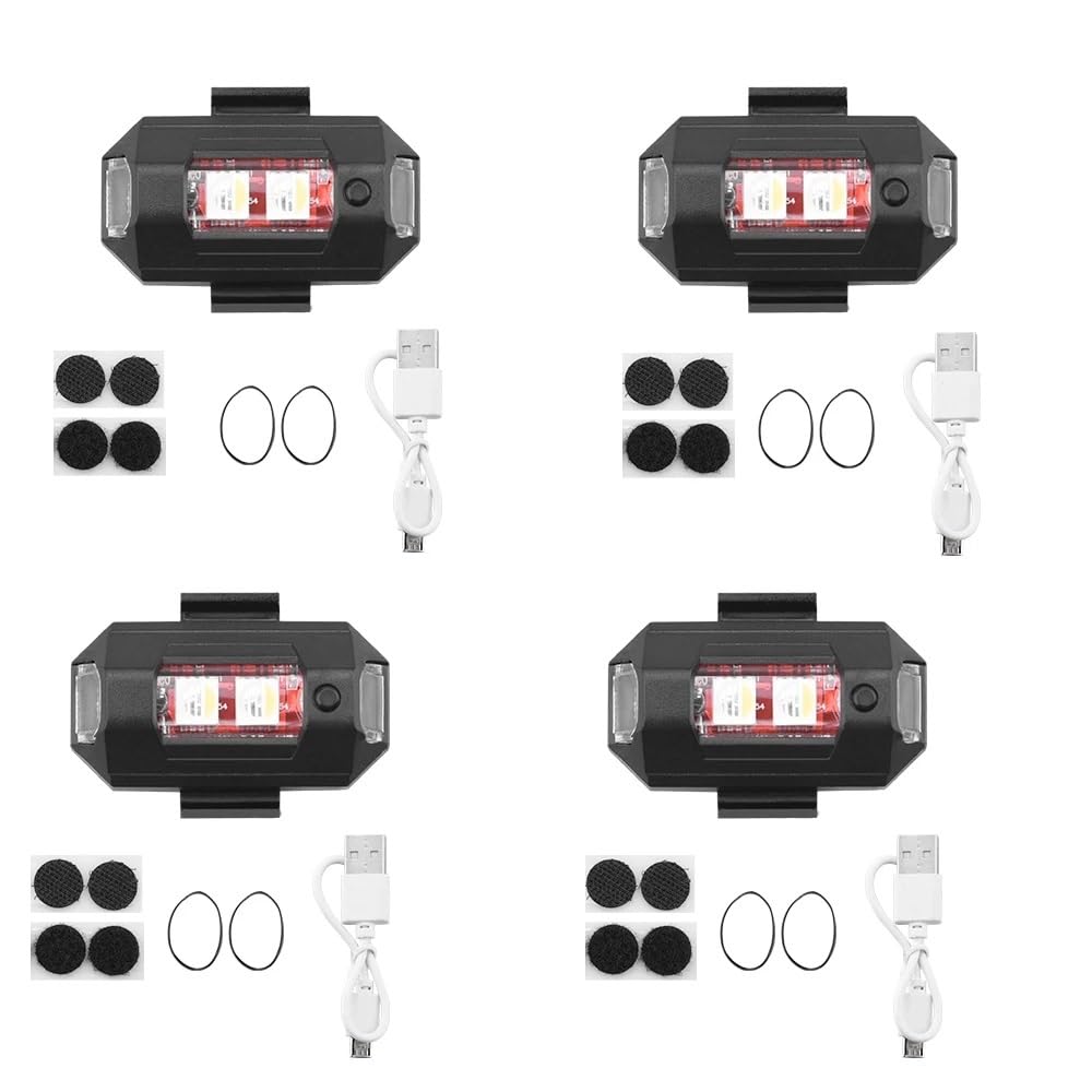 Universelles LED-Blitzlicht, kompatibel mit Drohnen, Motorrädern, Fahrrädern, verstellbares siebenfarbiges Antikollisionslichtmodell(4 SETS) von REUISAX