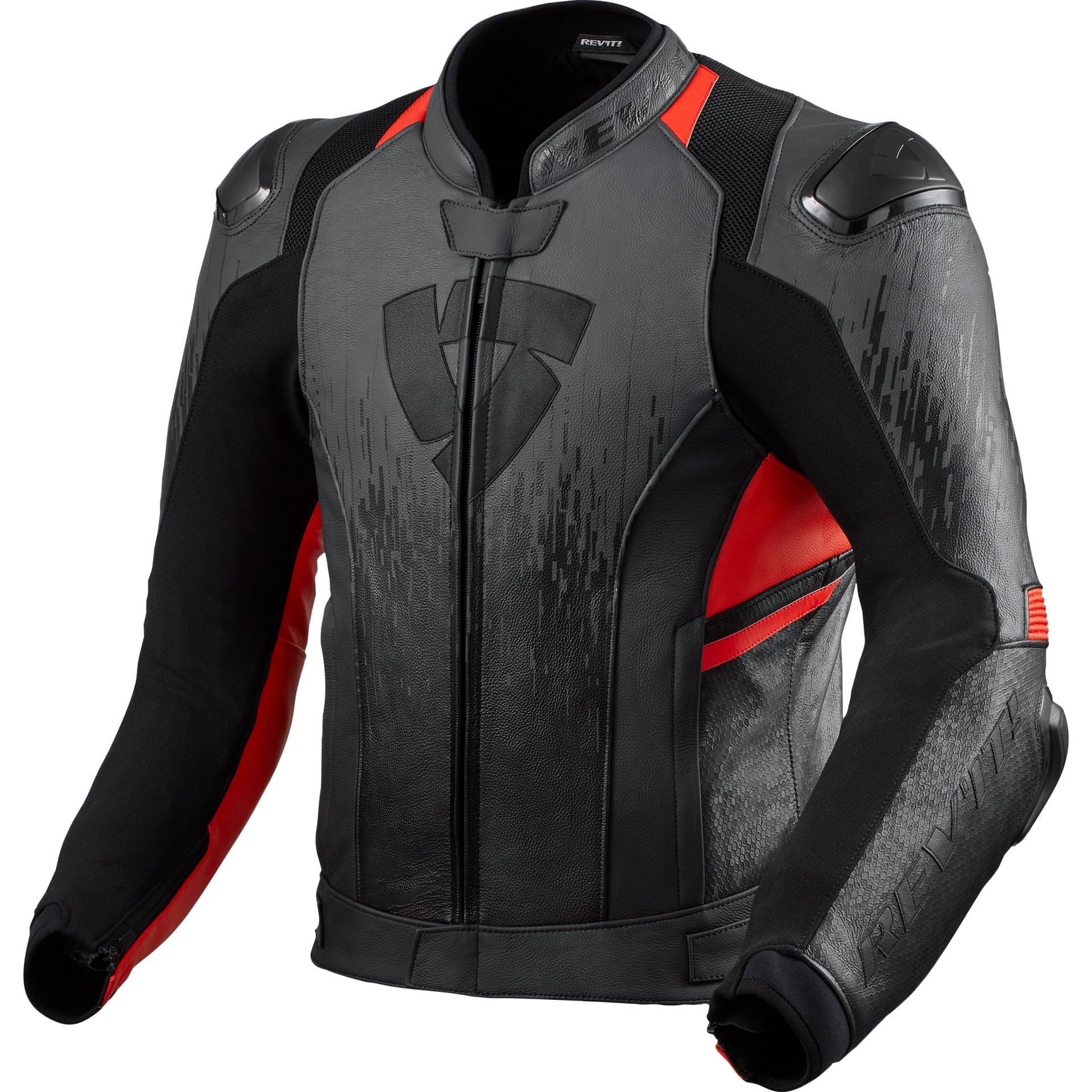 REV'IT! Quantum 2 Lederjacke anthrazit/neon-rot 50 Herren von REV'IT!