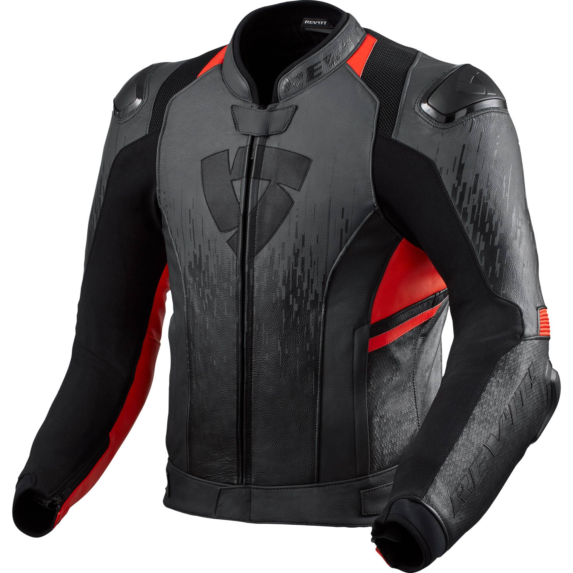 REV'IT! Quantum 2 Lederjacke anthrazit/neon-rot 54 Herren von REV'IT!