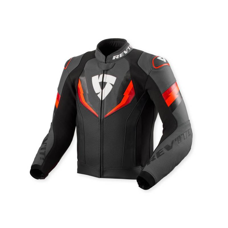 REV'IT! Quantum 3 Lederjacke schwarz/neonrot 50 Herren von REV'IT!