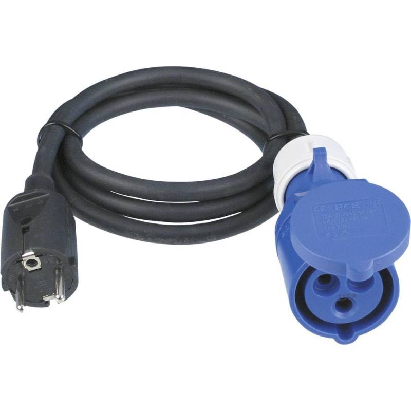 REV Caravan Adapter, Schutzkontaktstecker und CEE-Kupplung IP44. 1,5m 3680W, schwarz von REV