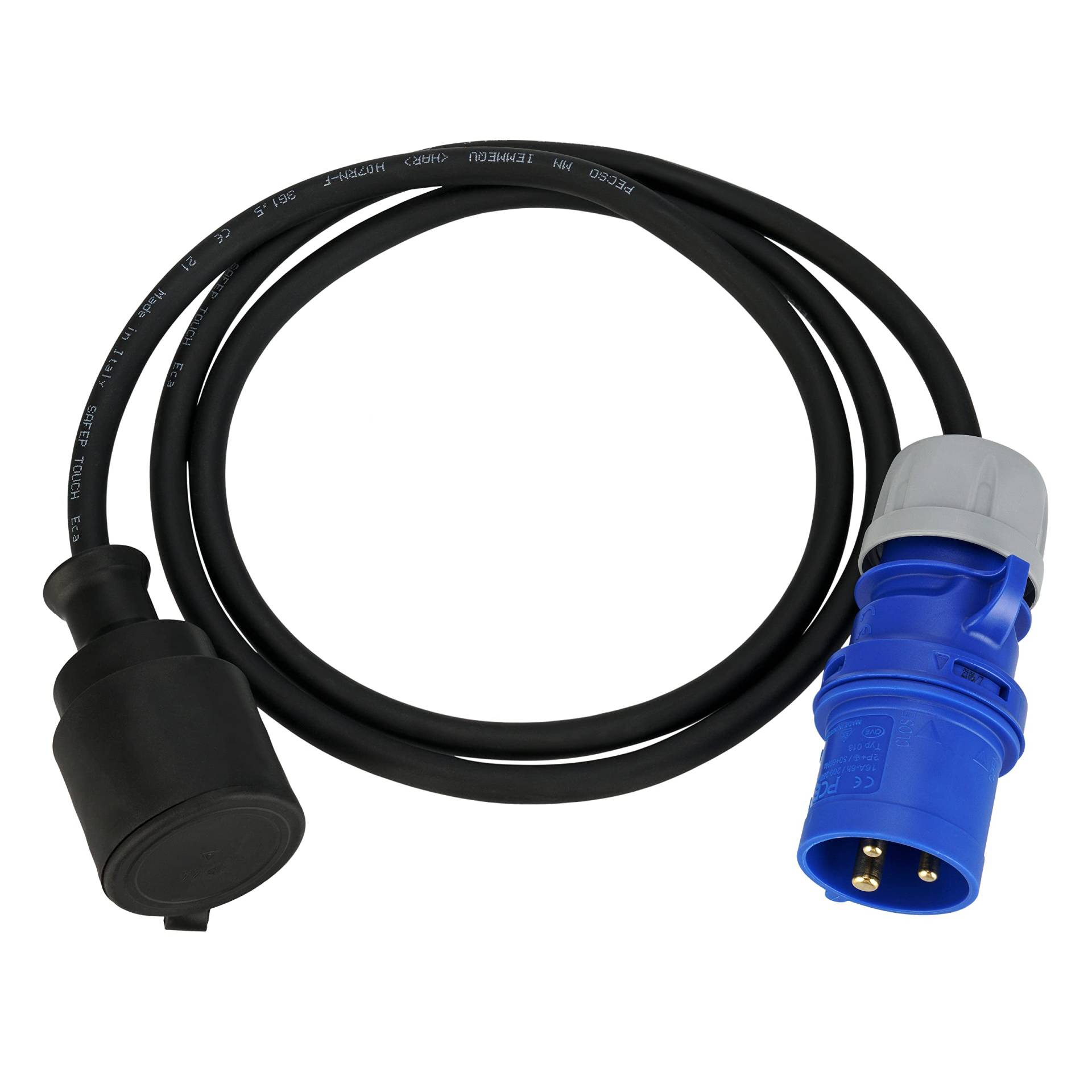 REV Caravan Adapter, Schutzkontaktkupplung und CEE Stecker IP44. 1,5m 3680W, schwarz von REV