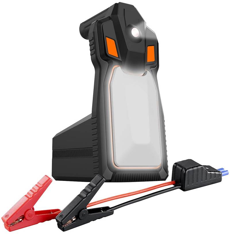 revolt Starthilfe Akku: 4in1-Kfz-Starthilfe & Powerbank, 16 Ah, 1.200A, 230 V bis 120W, QC3.0 (Auto Starthilfe Powerbank Diesel, Starterhilfe, iPhone Ladekabel) von revolt