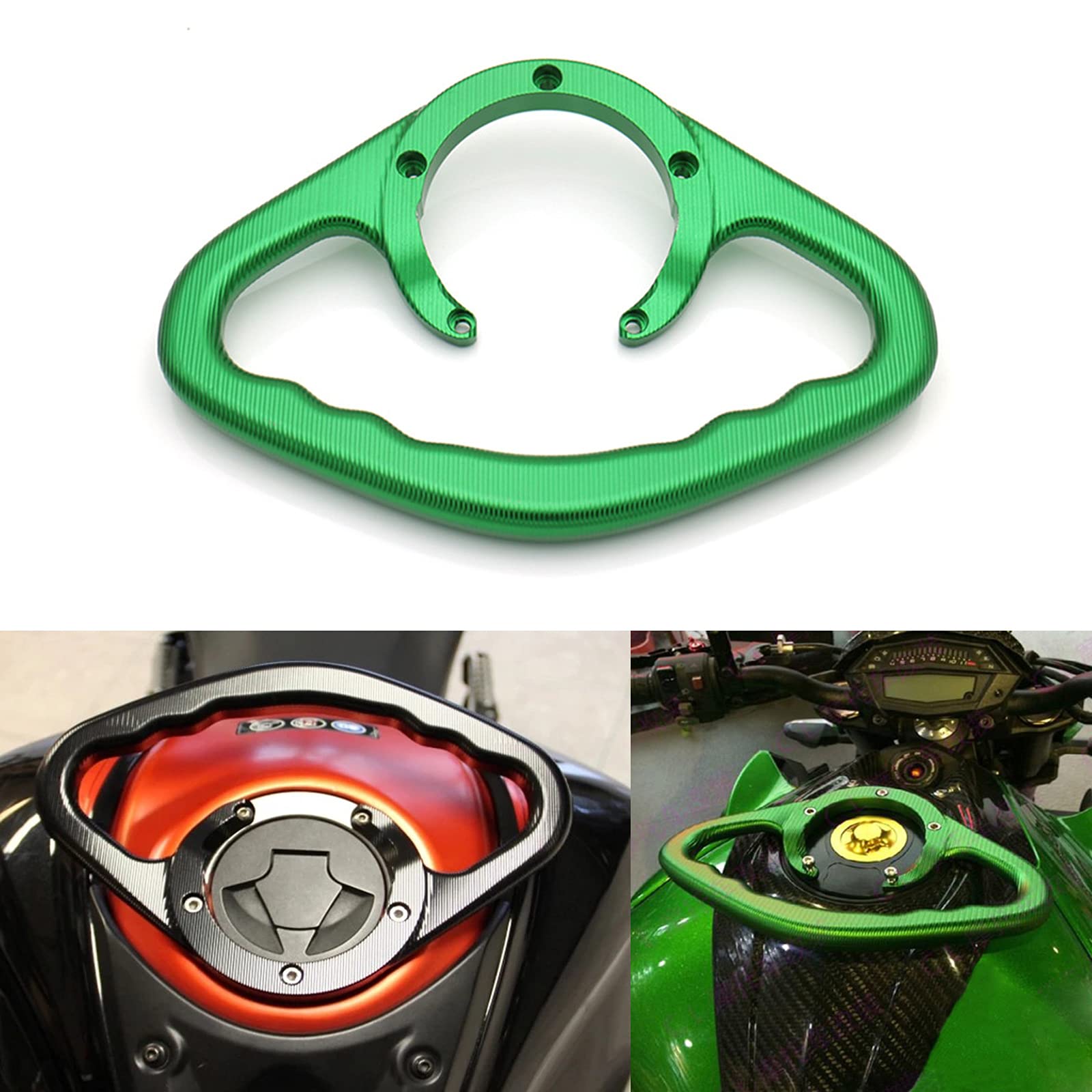 Motorrad Hintere Beifahrergriffe Handgriffe Gastank Haltegriff Lenker Kraftstofftank Armlehne Griff Griff 5 Löcher für Kawasaki Ninja 250 300 ZX-6R Z250 Z300 Z750 Z800 Z1000 Z1000SX ER-6N/F (Grün) von REWOLFNUS