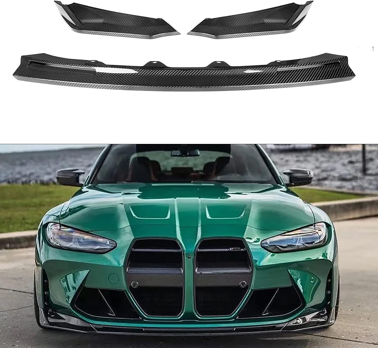 Auto ABS Frontspoiler Lippe für BMW M3 M4 G80 G82 G83 2020-2021, FrontstoßStange Splitter Diffusor, Autoantikollisionsschutz Body Kit von REXGEL