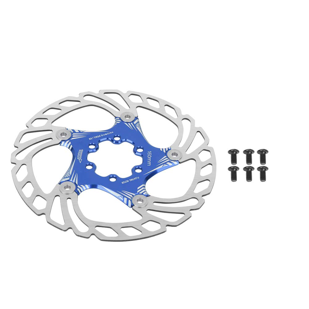 Rexvtns 160 -mm -Scheibenbremsbremsrotor mit 6 Schrauben, hochwertigem Metall Mountain Bike Bike Rading Bike Fünf Nagelscheibenbremsbrems -Portion Scheibenscheibe Leicht robustes (Blue) von REXVTNS