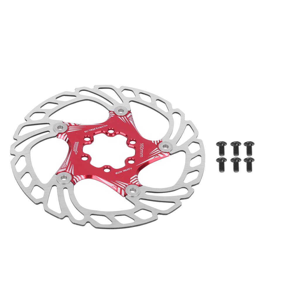 Rexvtns 160 -mm -Scheibenbremsbremsrotor mit 6 Schrauben, hochwertigem Metall Mountain Bike Bike Rading Bike Fünf Nagelscheibenbremsbrems -Portion Scheibenscheibe Leicht robustes (Red) von REXVTNS