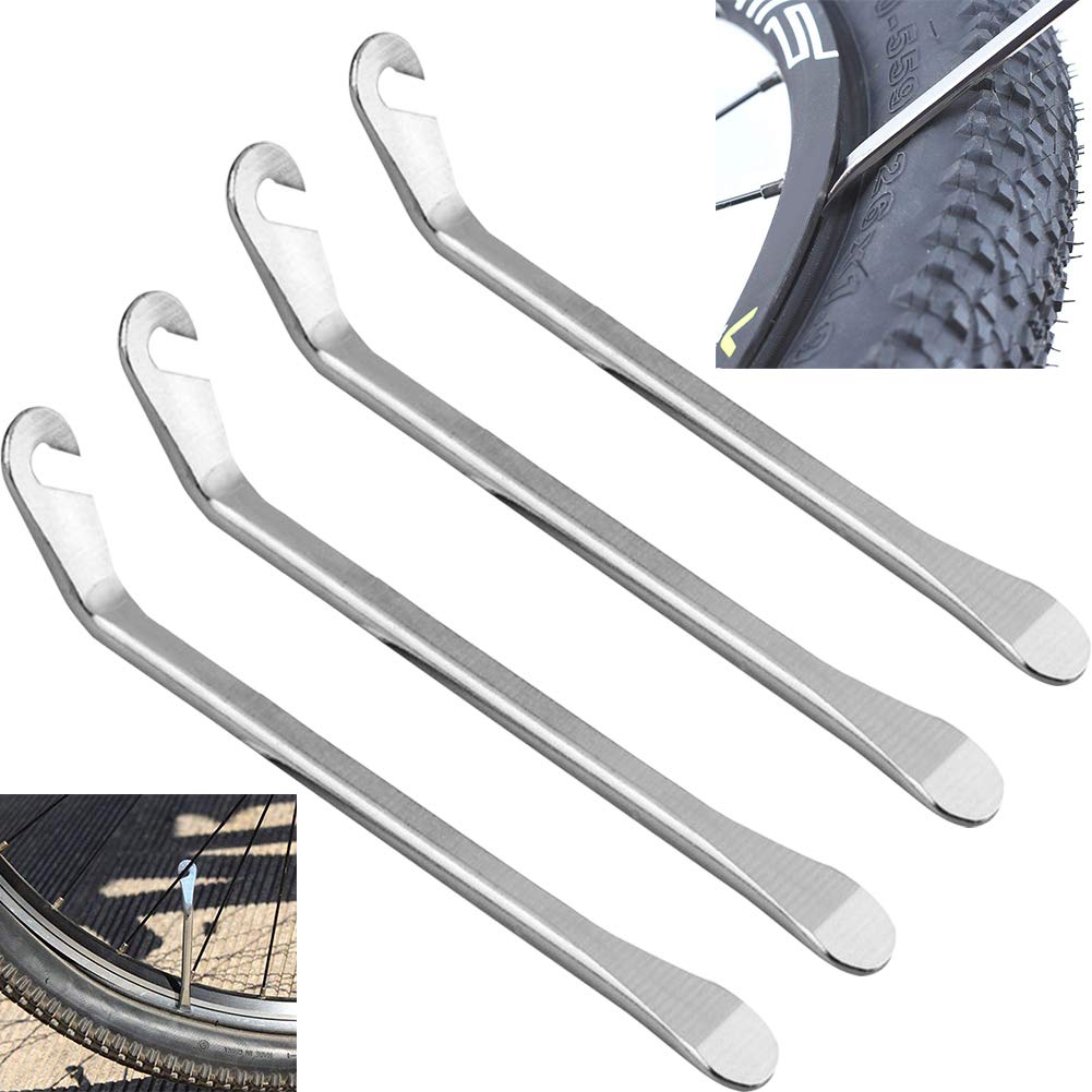 4 Stücke Fahrrad Reifenheber Stahl, Metall Montierhebel Werkzeug, Tire Lever Für Fahrradschlauch Reifen Reparatur Werkzeug Haken von REYOK
