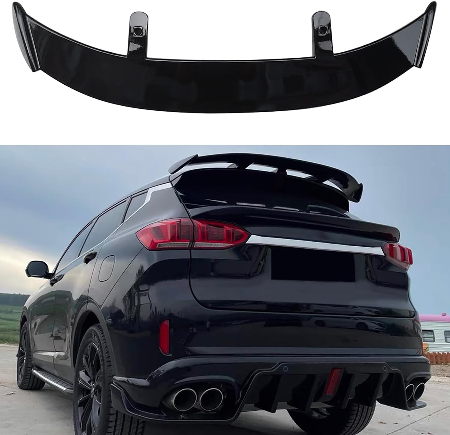 Abs Auto-Heckspoiler für AAA, Lip Strip Decoration Part Diffuser Bumper Cover, Bright Black, RFRDSPKG, Bright Black von RFRDSPKG