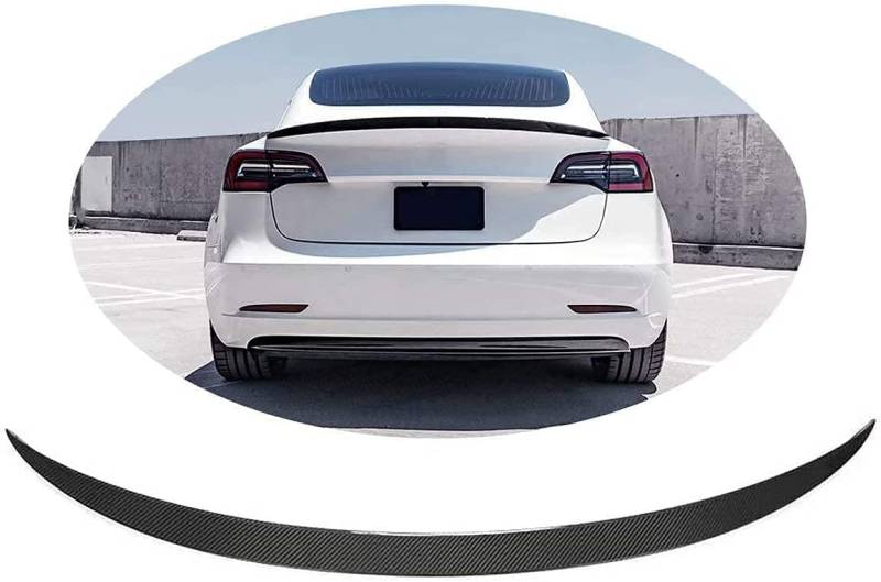 Auto Carbon Fiber Rear Spoiler für Tesla Model 3 2018 2019 2020, Lip Strip Decoration Part Diffuser Bumper Cover, RFRDSPKG von RFRDSPKG