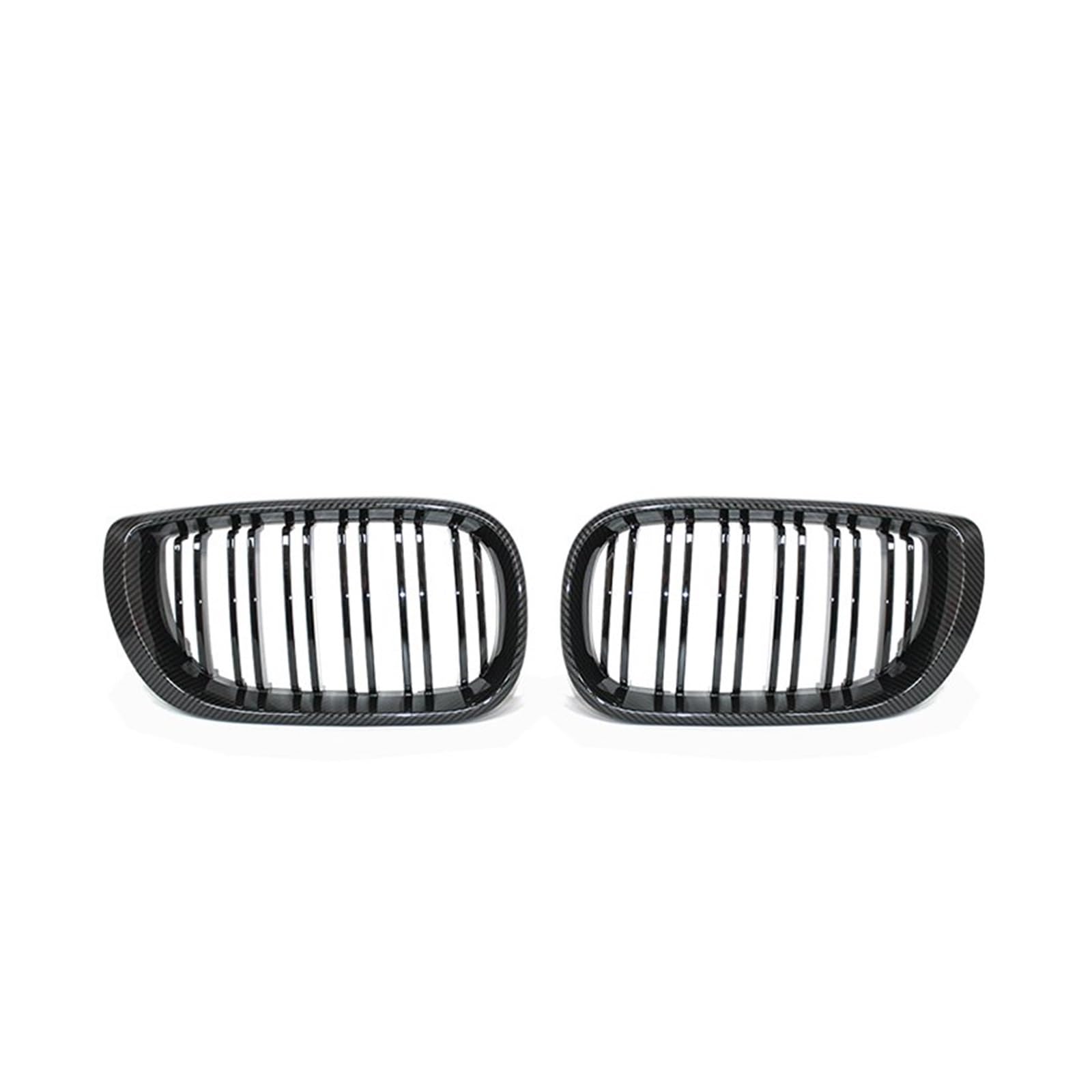 Auto Frontgrill 1 Paar Frontnierengrill, Schwarz Glänzend, Doppellamellen-Haubengitter, Renngrill, Autoersatz Für 3er E46 4D 2002 2003 2004 2005 Kühlergrill(Double Line Carbon) von RFSHOP