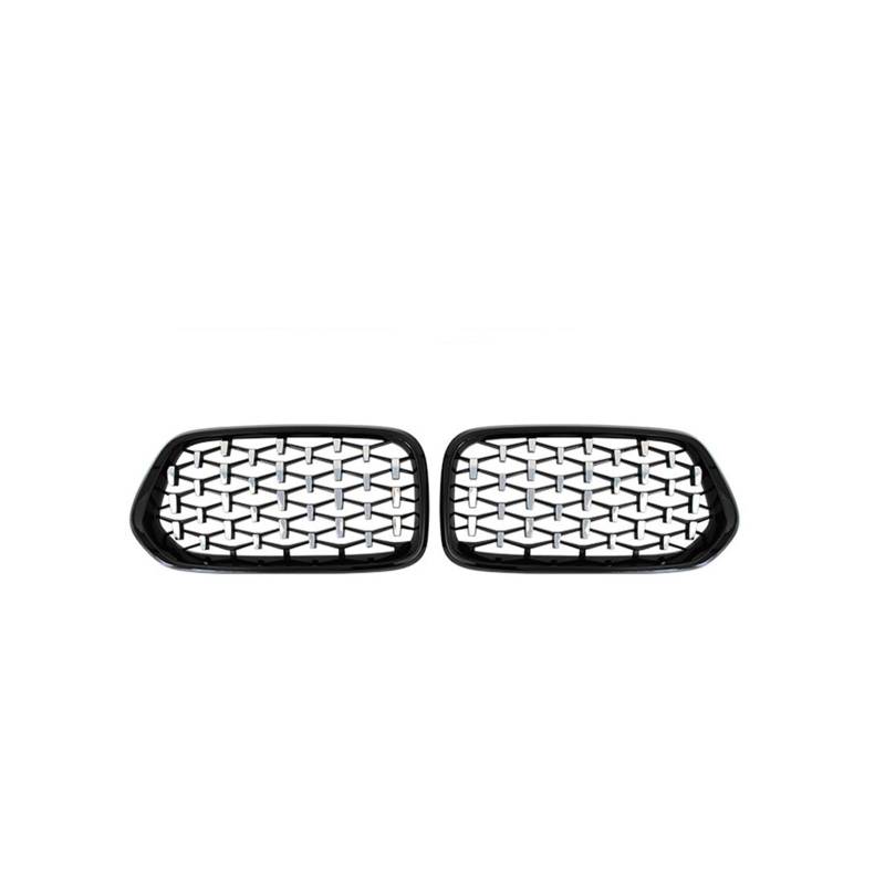 Auto Frontgrill 1 Paar Links Rechts Vorne Diamant Nierengrill Renngitter Glanzschwarz Meteor Style Für X2 F39 2018 2019 2020 2021 Kühlergrill(Black and Silver) von RFSHOP