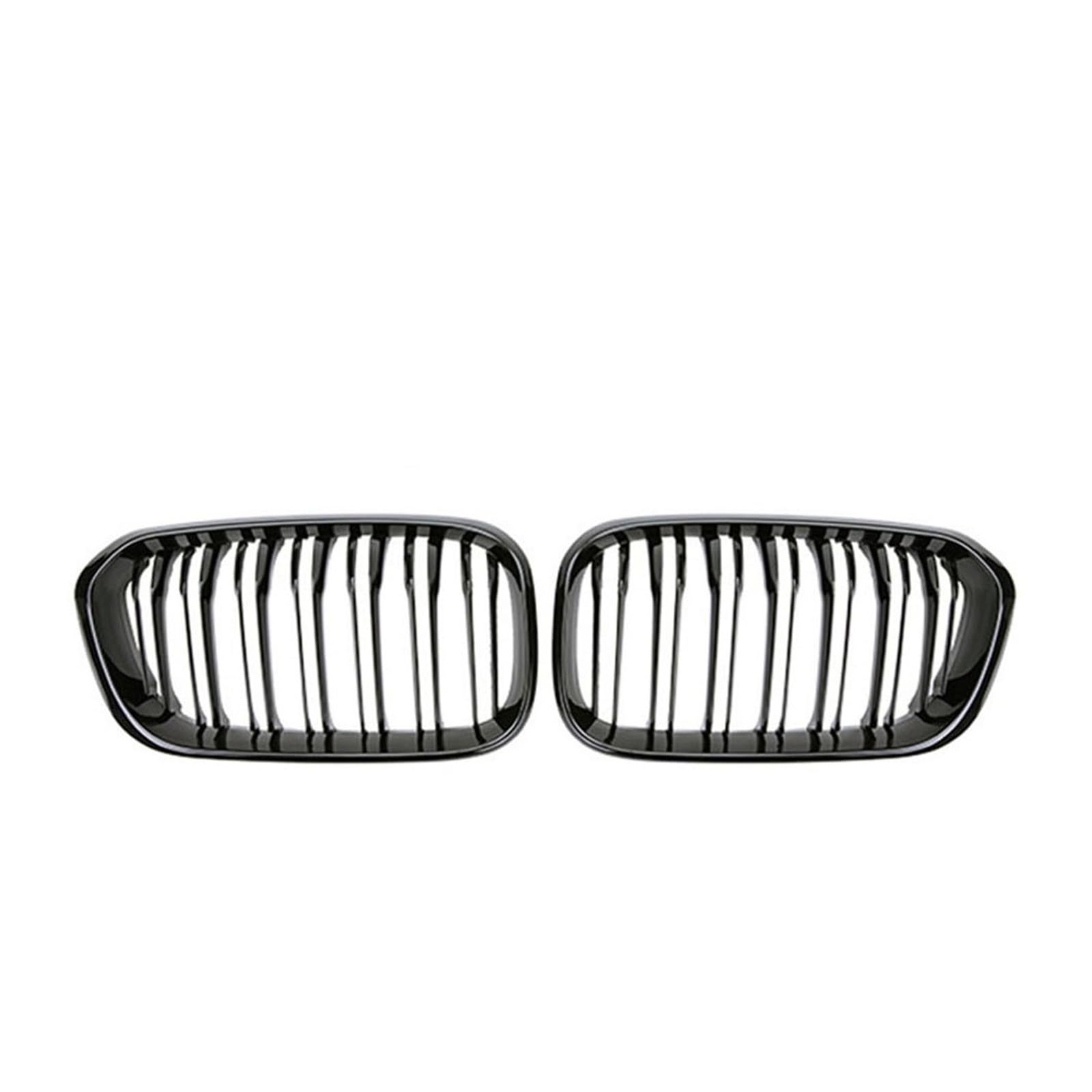 Auto Frontgrill 2 Stück Für F20 F21 LCI 120i 1Serie 2015 2016 2017 Auto Vorderen Stoßfänger Nieren Grills Doppel Lamellen Linie Ersatz Grill Racing Grille Kühlergrill(Glossy Black) von RFSHOP