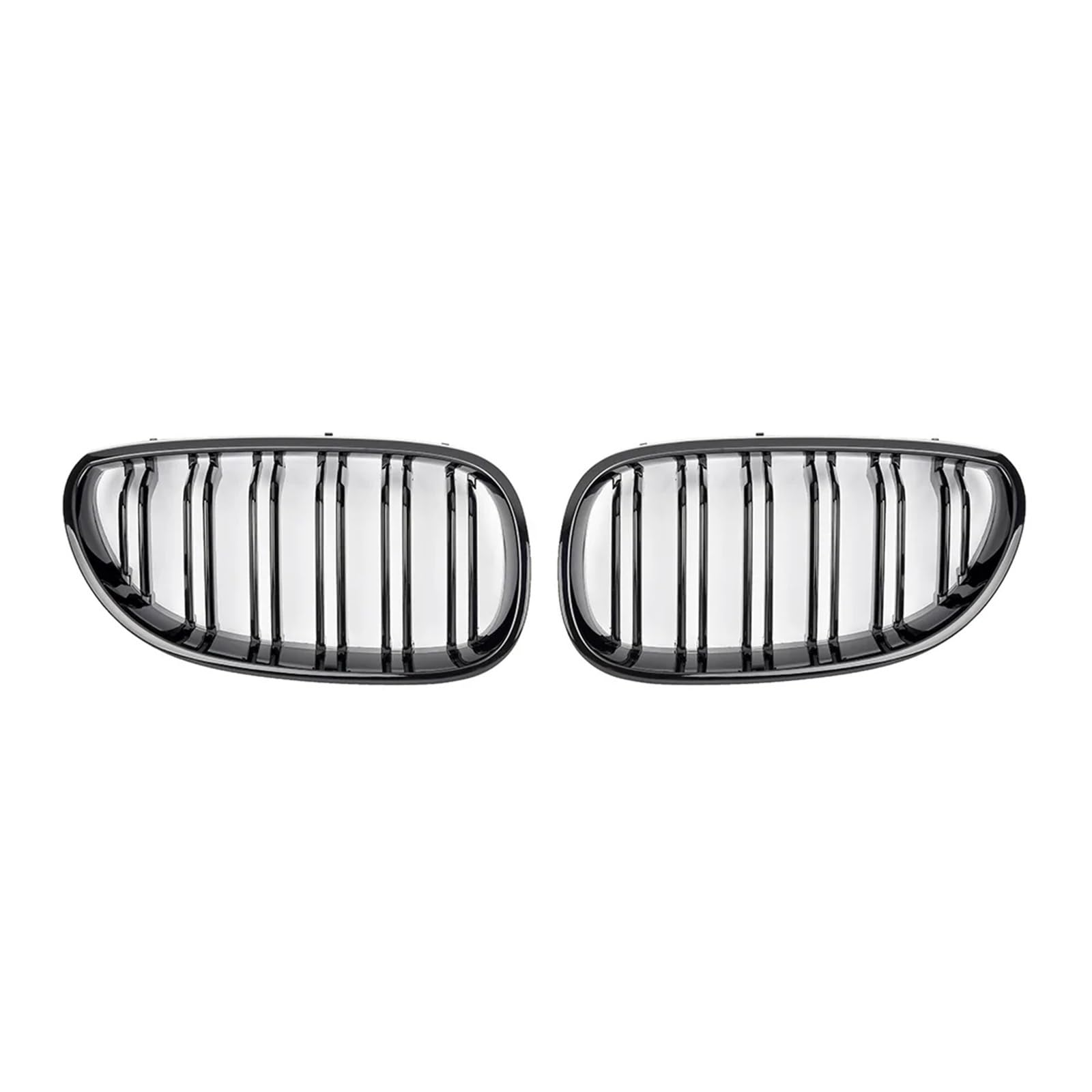 Auto Frontgrill Auto Front Stoßstange Kühlergrill Nieren Racing Grill Gitter Für E60 E61 5 Serie 2003-2009 Glanz Schwarz Auto Neue Doppel Lamellen Kühlergrill(Glossy Black) von RFSHOP