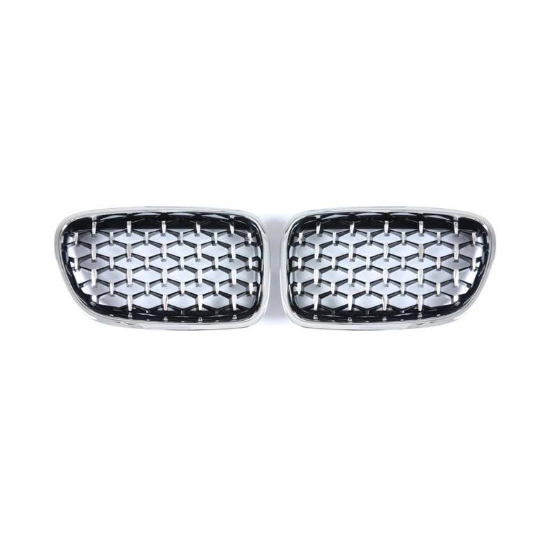 Auto Frontgrill Diamant-Frontstoßstangen-Nierengitter Auto-Styling Renngrill, Autogrill Für 5 Series GT F07 528i 535i 550i 2009–2017 Kühlergrill(All Silver) von RFSHOP