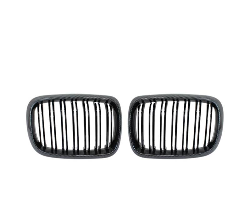 Auto Frontgrill Fronthaube Nierengrill Stoßstange Schwarz Doppelgrill Ersatzteil Autozubehör Für F15 X5 F16 X6 2014 2015 2016 2017 Kühlergrill(Double Line Carbon) von RFSHOP