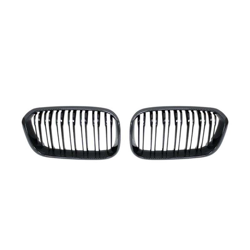 Auto Frontgrill Für 1er F20 F21 LCI 120i 2016 2017 Doppellamellen-Ersatzgrill Auto Frontstoßstangengitter Nieren-Renngrill Kühlergrill(Double Line Carbon) von RFSHOP