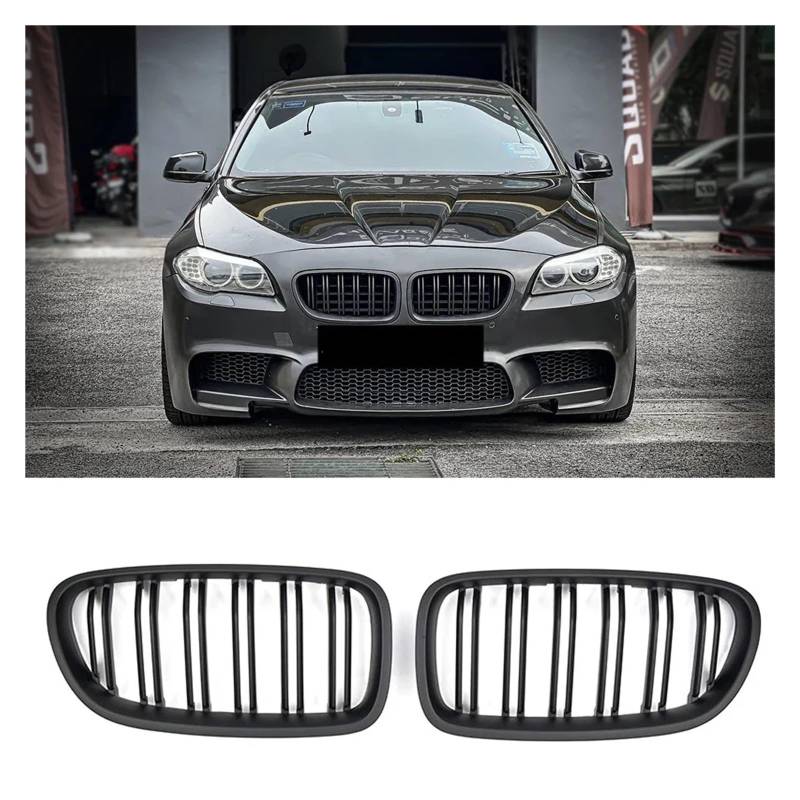 Auto Frontgrill Für 5 Series F10 F11 F18 520d 530d 540i 2010-2017 Auto Glanz Schwarz Nierengrill Doppellamellen Renngrill Ersatzteil Kühlergrill(Matt-schwarz) von RFSHOP