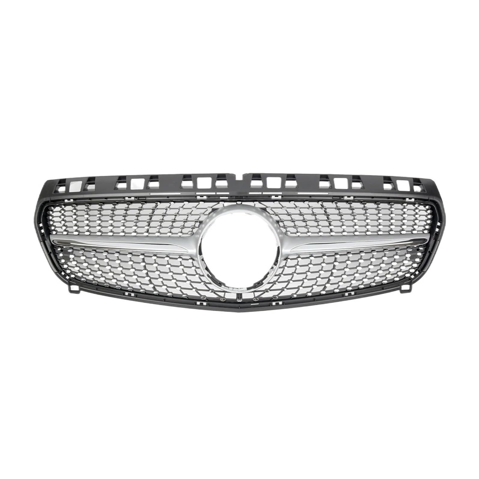 Auto Frontgrill Für Benz A-Klasse W176 A180 A200 A250 A45 2013 2014 2015 AMG Chrom Black Diamonds Style Kühlergrill Schwarz GTR Frontstoßstangengrill Kühlergrill(Diamonds-Silver) von RFSHOP