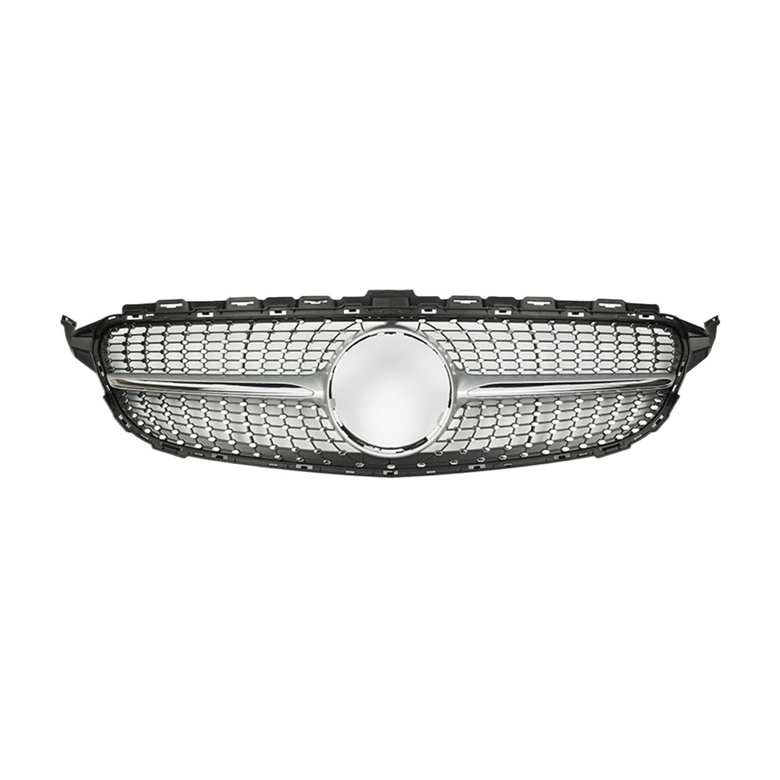 Auto Frontgrill Für Benz C W205 C205 S205 C180 C200 C250 C260 C300 2015 2016 2017 2018 2019 Mesh-Frontgrill Racing Grill Diamant Stil Kühlergrill(Diamonds-Silver) von RFSHOP