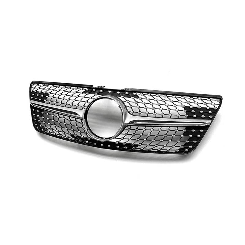 Auto Frontgrill Für Benz ML Klasse W164 ML320 ML350 ML450 ML500 ML550 2009-2011 Frontgrill Haube Tuning Racing Grill ABS Grills Kühlergrill(Silber) von RFSHOP