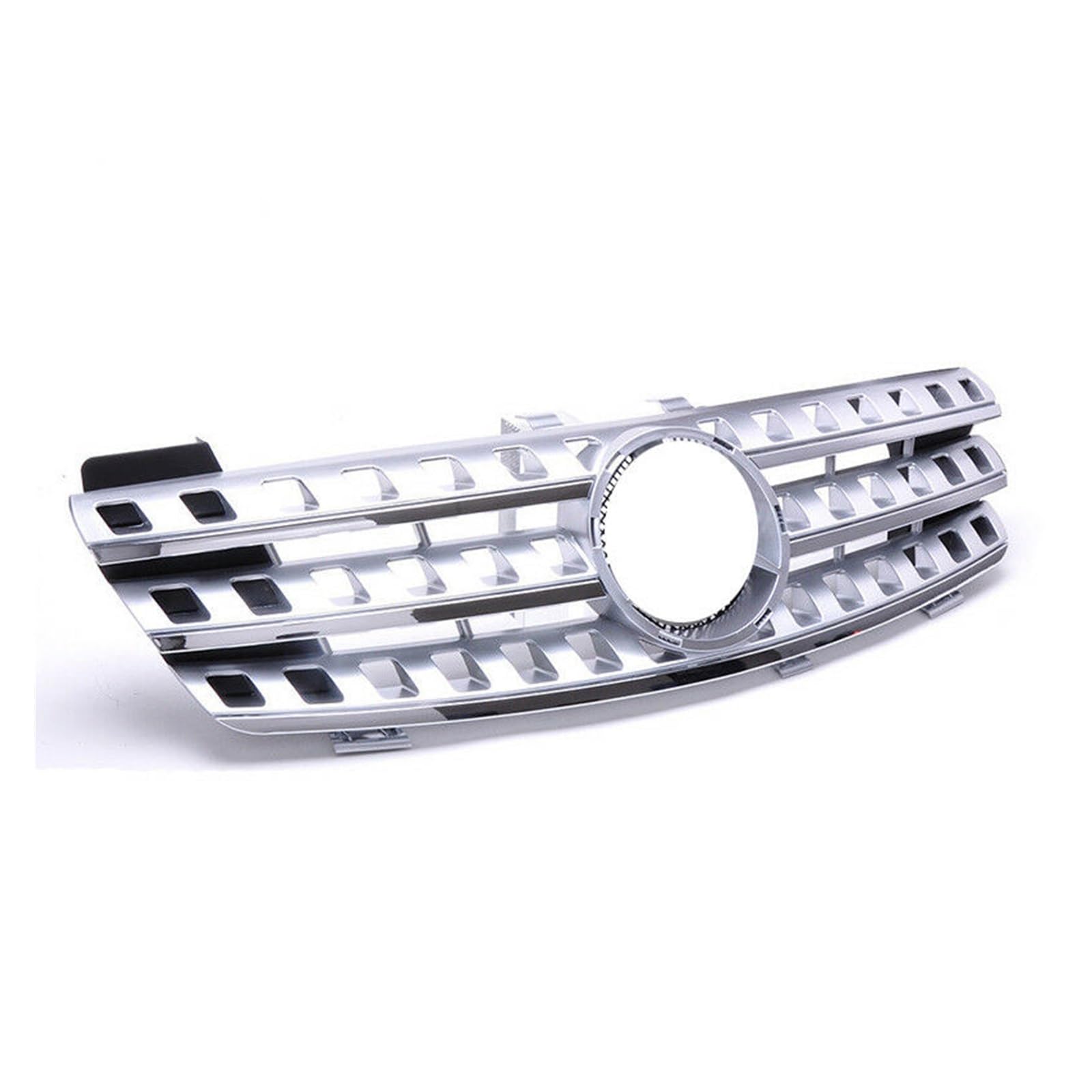 Auto Frontgrill Für Benz ML-Klasse W164 ML320 ML350 ML550 2005 2006 2007 2008 (mit Emblem) Auto Frontstoßstangengrill Oberer Renngrill Kühlergrill(Silber) von RFSHOP