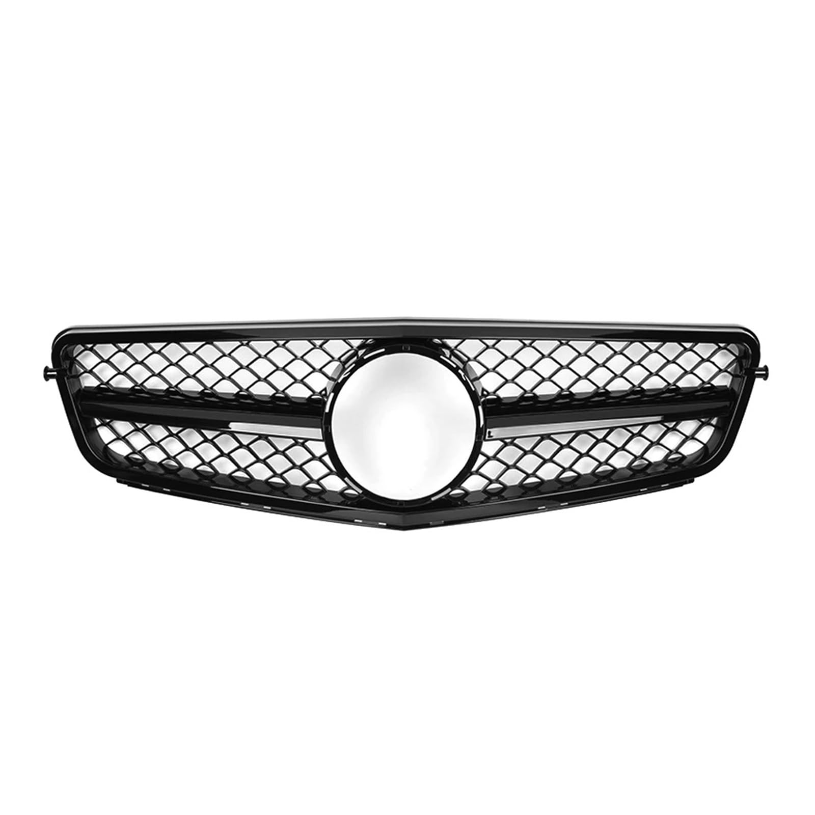 Auto Frontgrill Glänzend Schwarzer Frontgrill Im GTR-Stil, Chrom-Silber-Raute-Grill Für Benz C-Klasse C180 C200 C350 W204 2008 2009 2010 2011 2012 2013 2014 Kühlergrill(AMG-Glossy Black) von RFSHOP