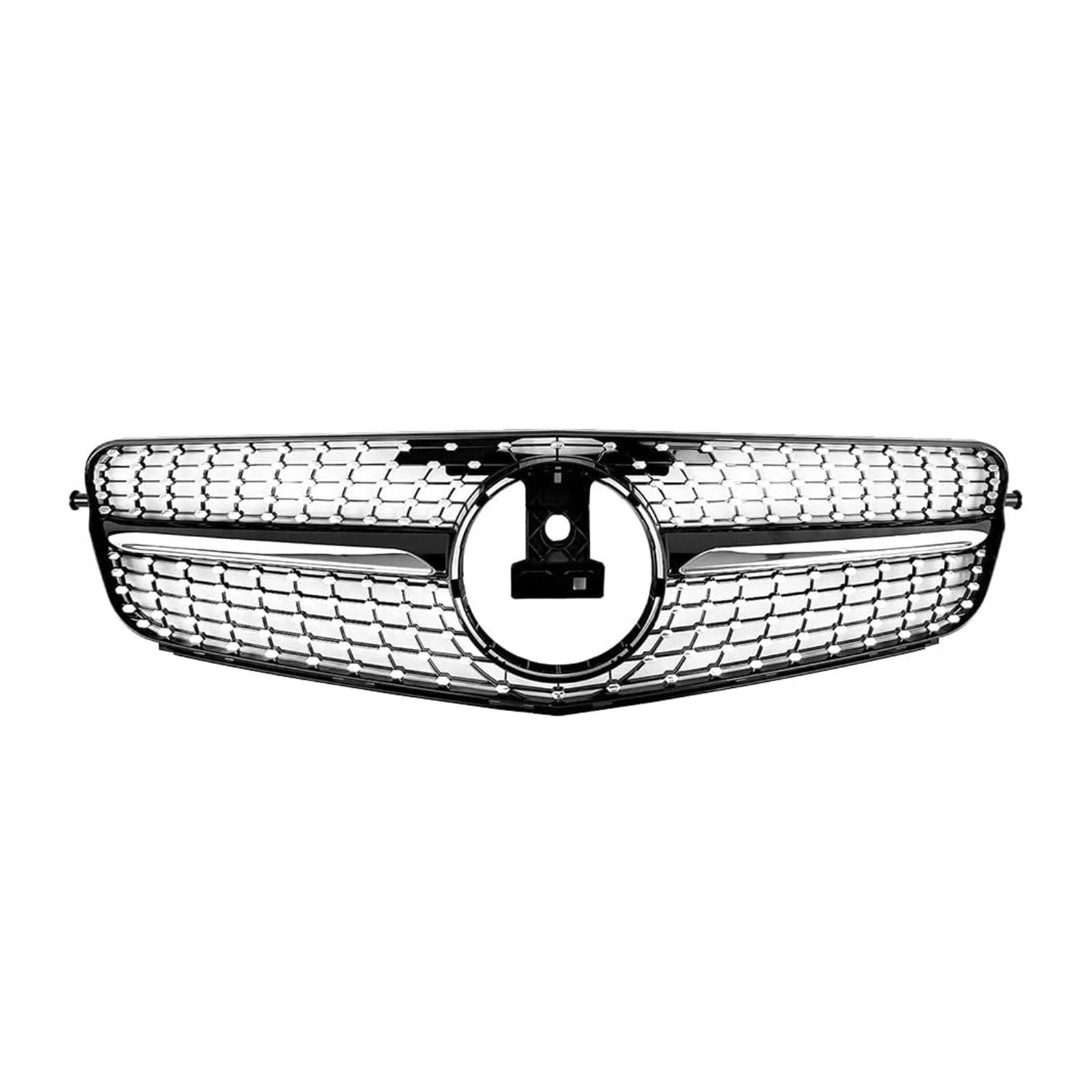 Auto Frontgrill Glänzend Schwarzer Frontgrill Im GTR-Stil, Chrom-Silber-Raute-Grill Für Benz C-Klasse C180 C200 C350 W204 2008 2009 2010 2011 2012 2013 2014 Kühlergrill(Diamonds-Black) von RFSHOP