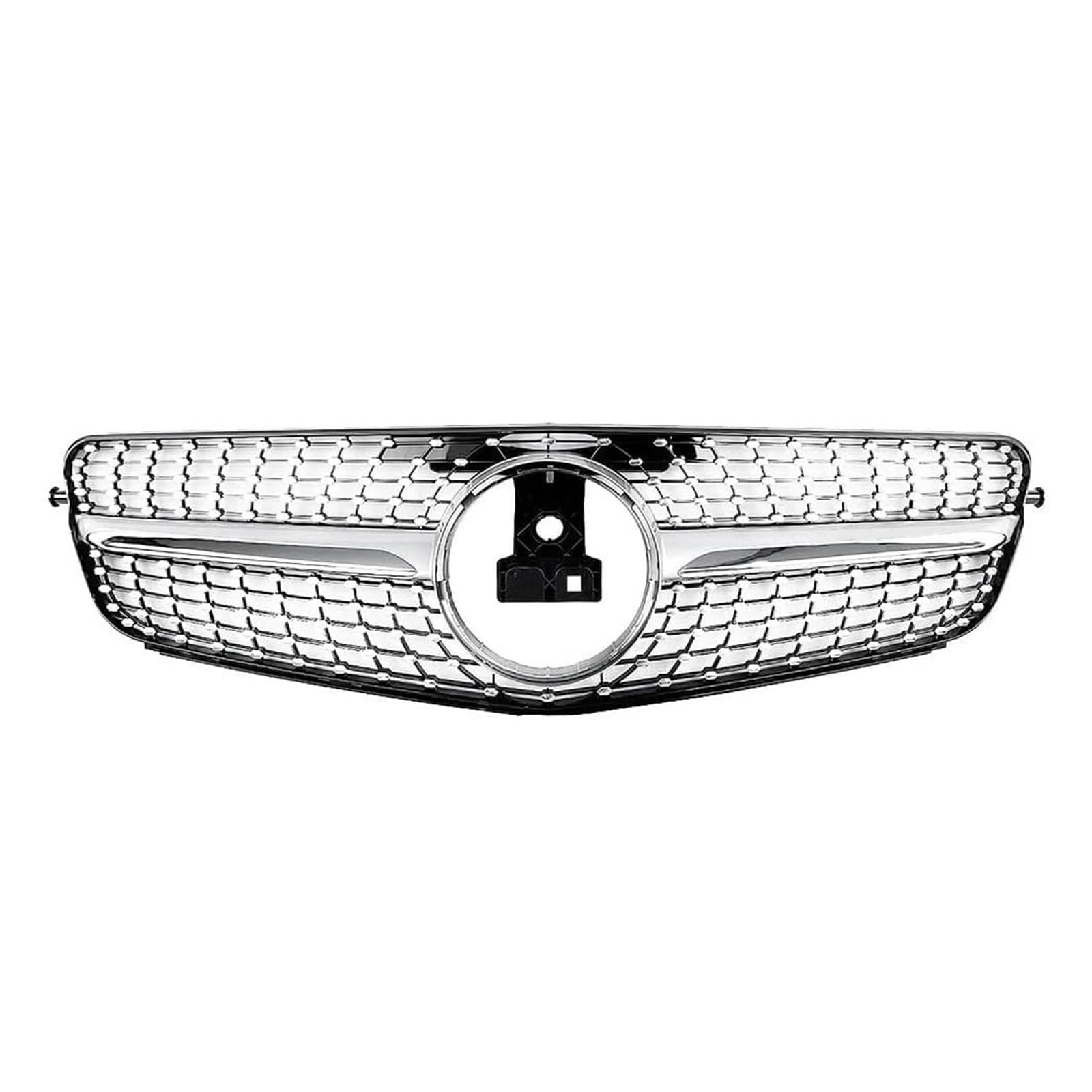 Auto Frontgrill Glänzend Schwarzer Frontgrill Im GTR-Stil, Chrom-Silber-Raute-Grill Für Benz C-Klasse C180 C200 C350 W204 2008 2009 2010 2011 2012 2013 2014 Kühlergrill(Diamonds-Silver) von RFSHOP