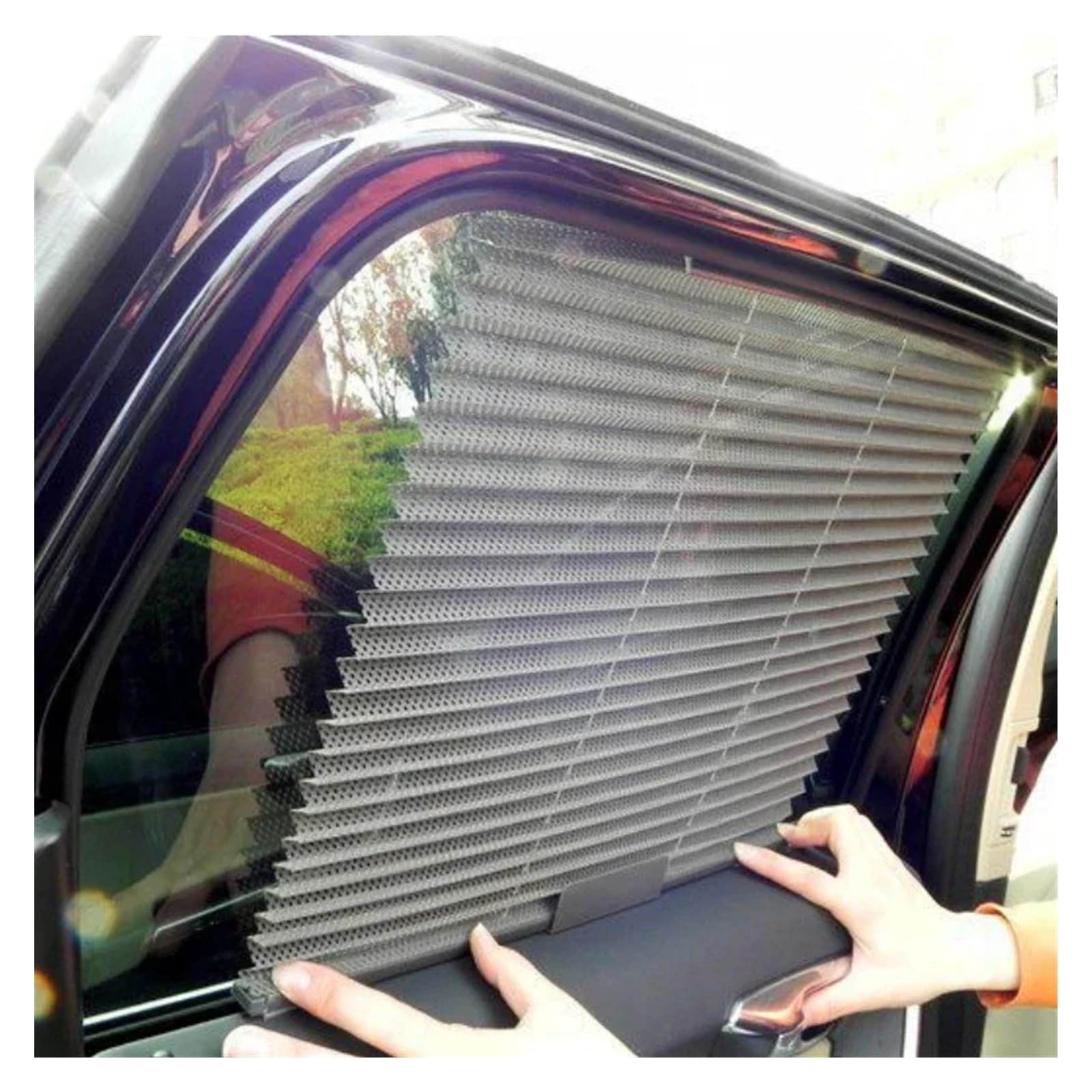 Autofenster Sonnenschutz 1 Stück/2 Stücke Auto Seitenfenster Mesh Sonnenschutz Jalousien Sonnenschutz UV Schutz Vorhänge Auto Automatisch Versenkbare Sonnenschirm Solljusskydd(1PC Black) von RFSHOP