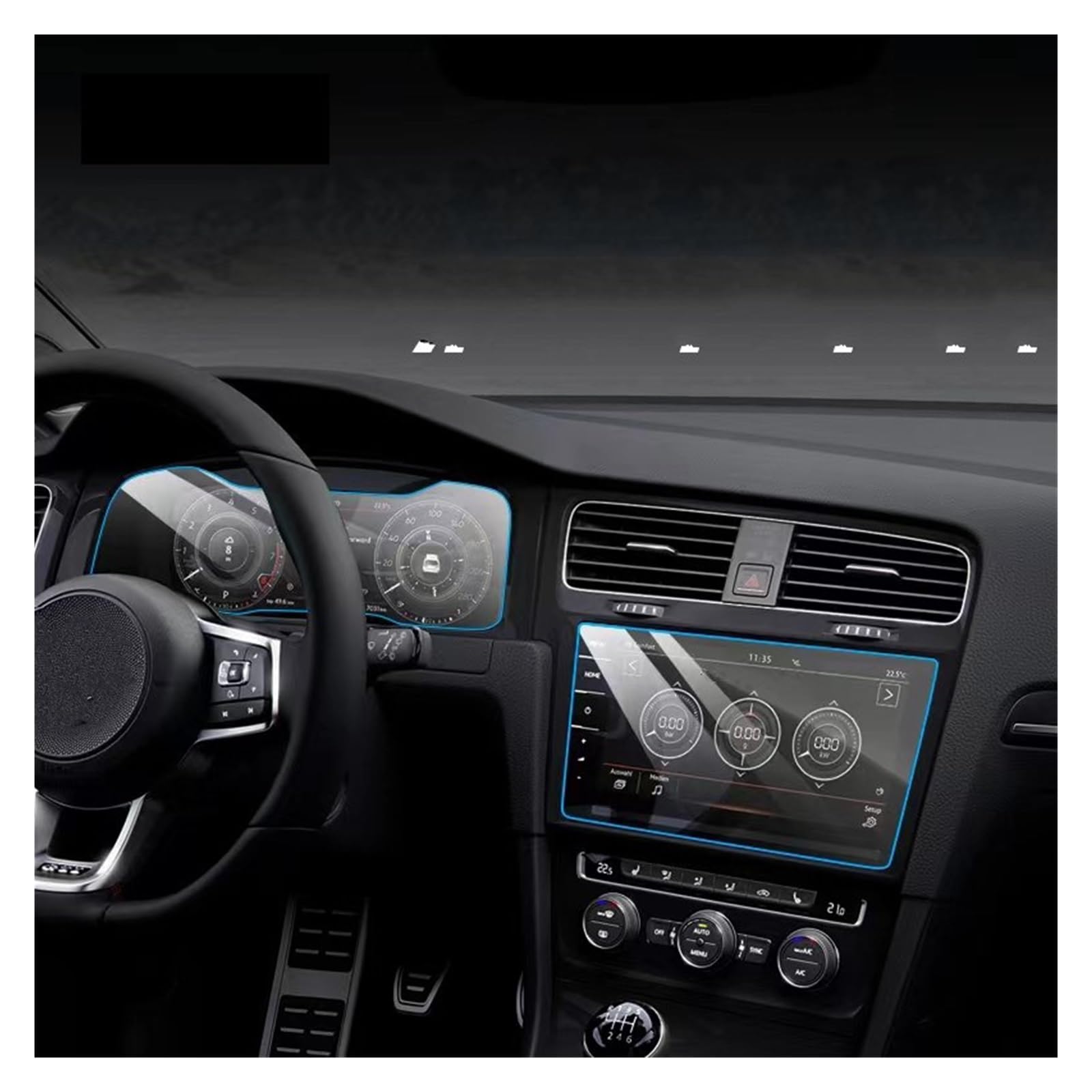 Displayschutzfolie Für VW Für Golf 7 MK7 2018 2019 2020 GPS-Navigation Gehärtetes Glas Und Armaturenbrett-Bildschirmschutzfolie Displayschutz von RFSHOP