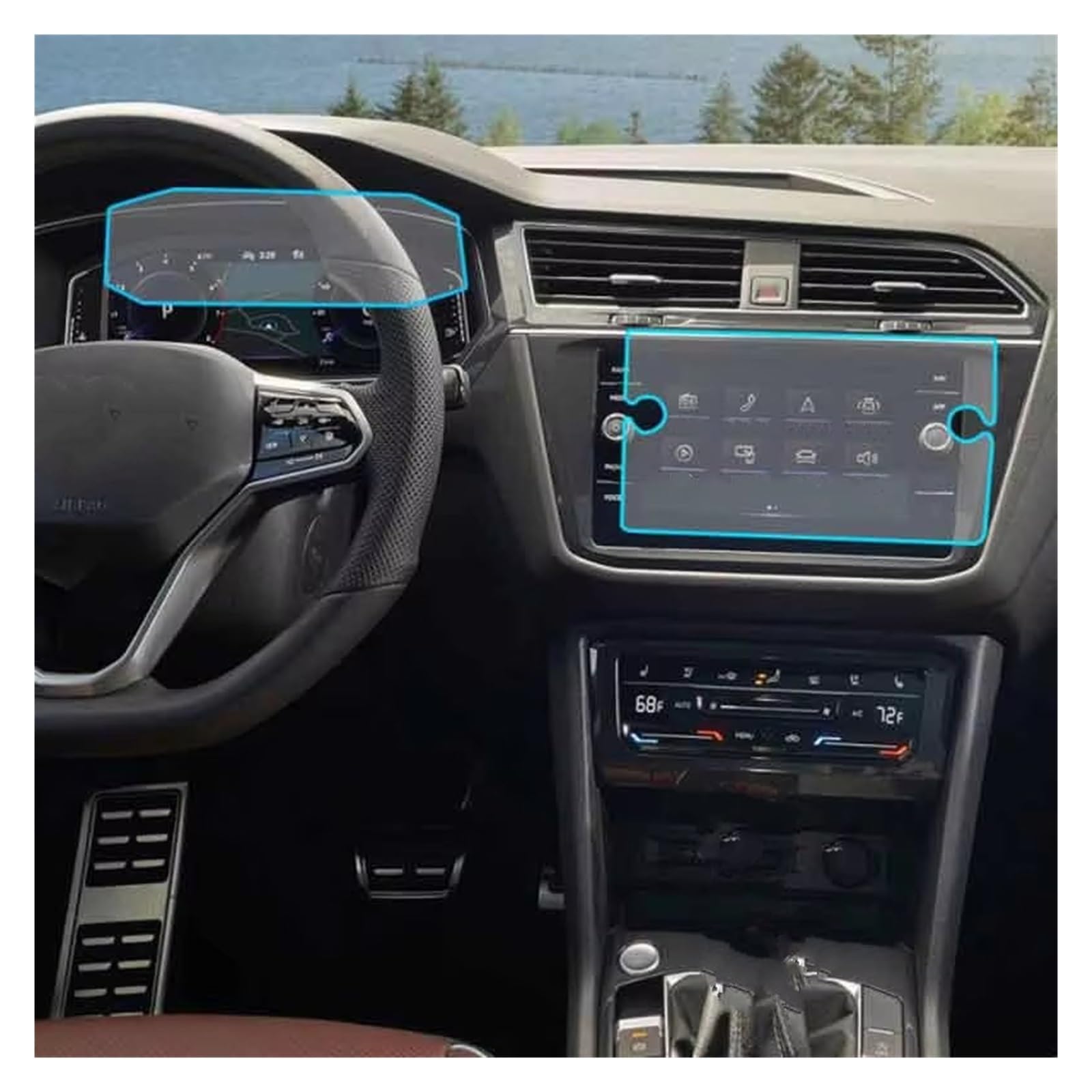 Displayschutzfolie Für VW Für Tiguan 2021 2022 Dashboard Innen Zubehör Auto Navigation Gehärtetem Glas LCD Screen Schutz Film Aufkleber Displayschutz von RFSHOP